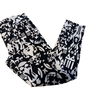 H&M PATTERNED JEANS 8 NWOT Geometric Funky Retro Skinny Womens Going Out